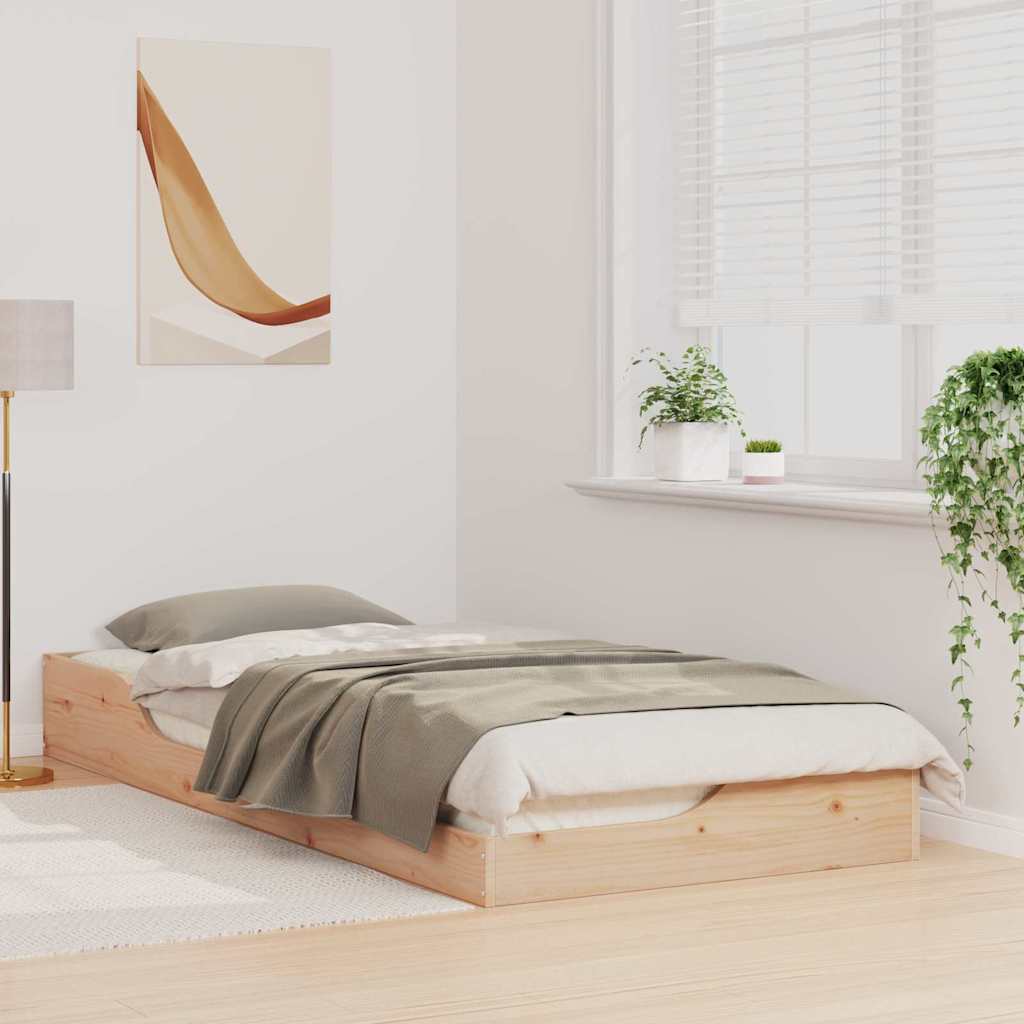 Krevetna konstrukcija Smeđa 90 x 210 cm Čvrsto borovo drvo Bež
