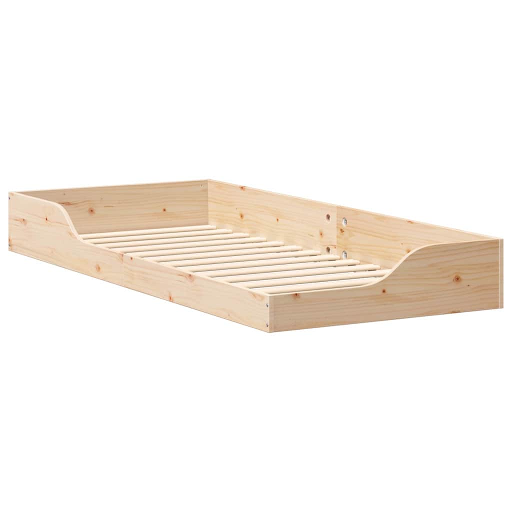 Krevetna konstrukcija Smeđa 90 x 210 cm Čvrsto borovo drvo Bež
