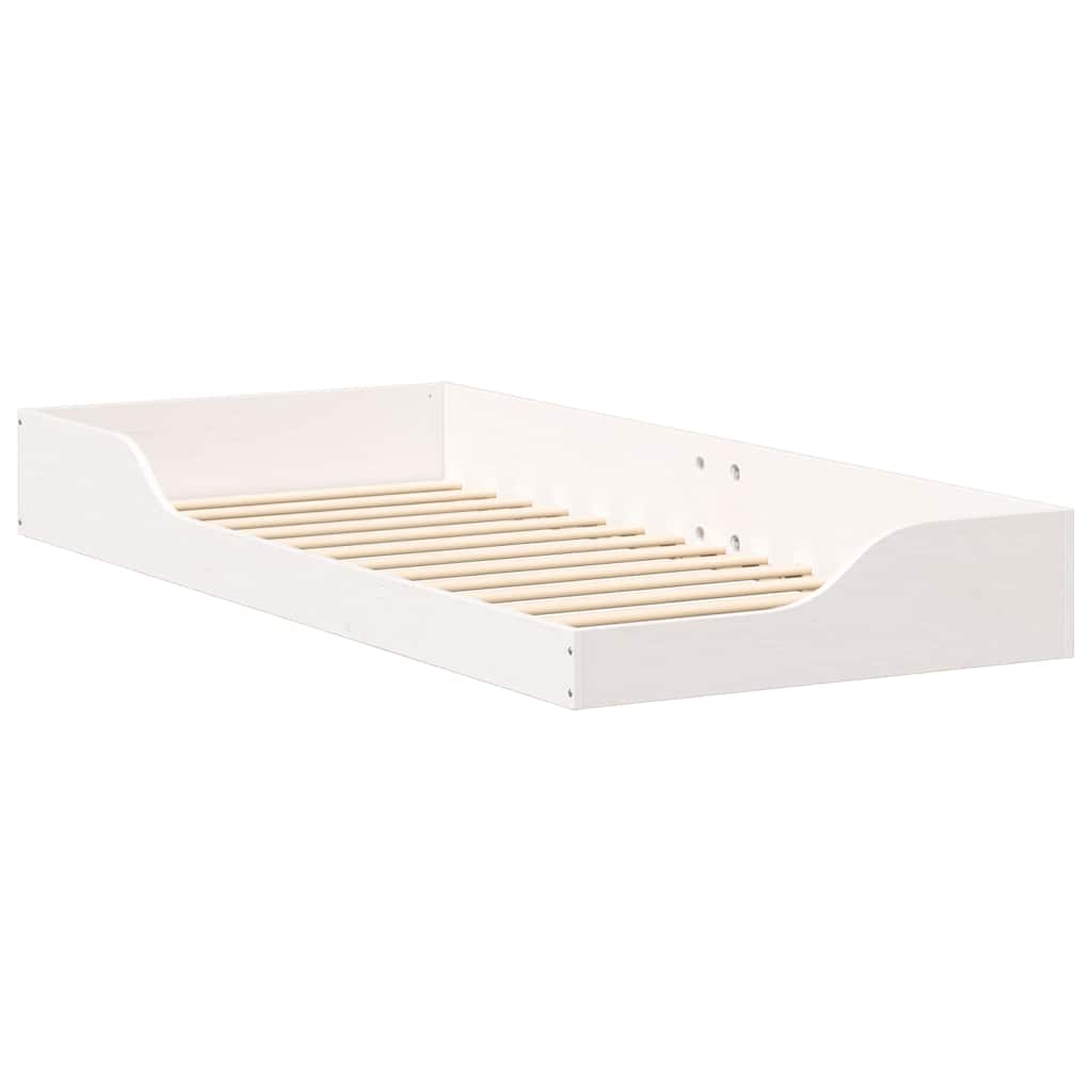 Krevetna konstrukcija Bijelo 90 x 210 cm Čvrsto borovo drvo