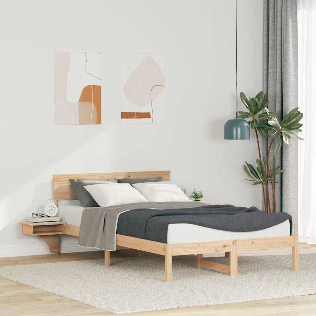 Krevetna konstrukcija Smeđa 135 x 190 cm Čvrsto borovo drvo