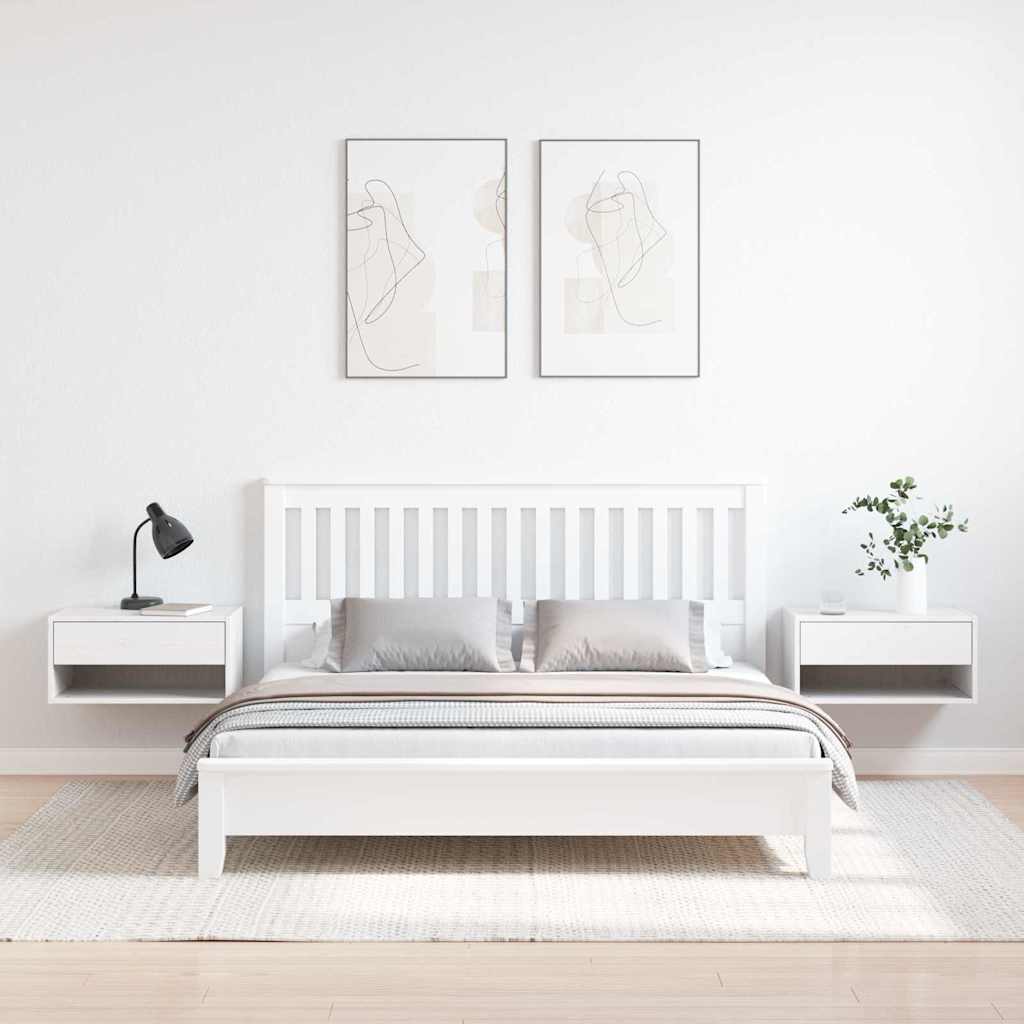 Noćni ormarić 2 pcs Bijelo 50 x 32,5 x 24 cm Masivna borovina
