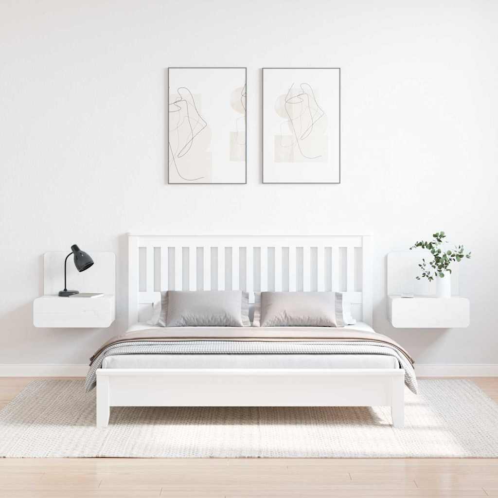 Noćni ormarić 2 pcs Bijelo 44 x 32,5 x 40 cm Masivna borovina
