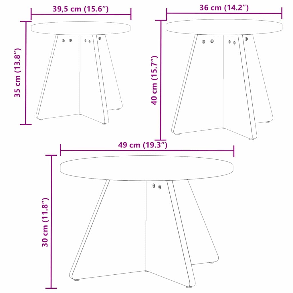 Kava Stol 3 pcs Vosak smeđa