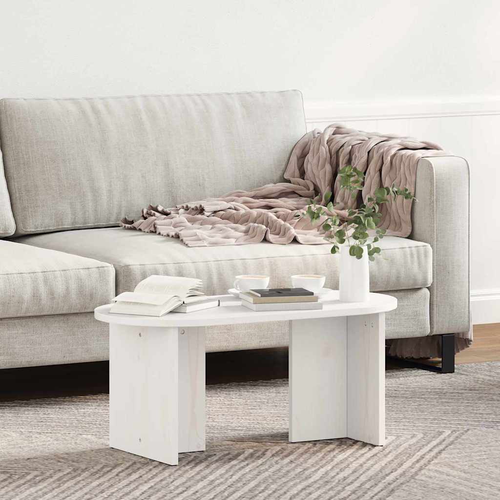 Kava Stol Bijelo 80 x 39,5 x 35 cm Čvrsto borovo drvo