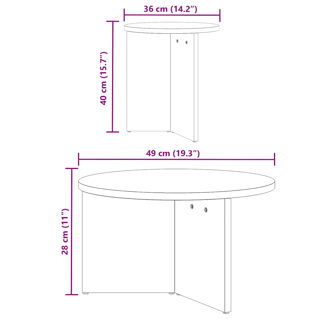 Kava Stol 2 pcs Bijelo Čvrsto borovo drvo