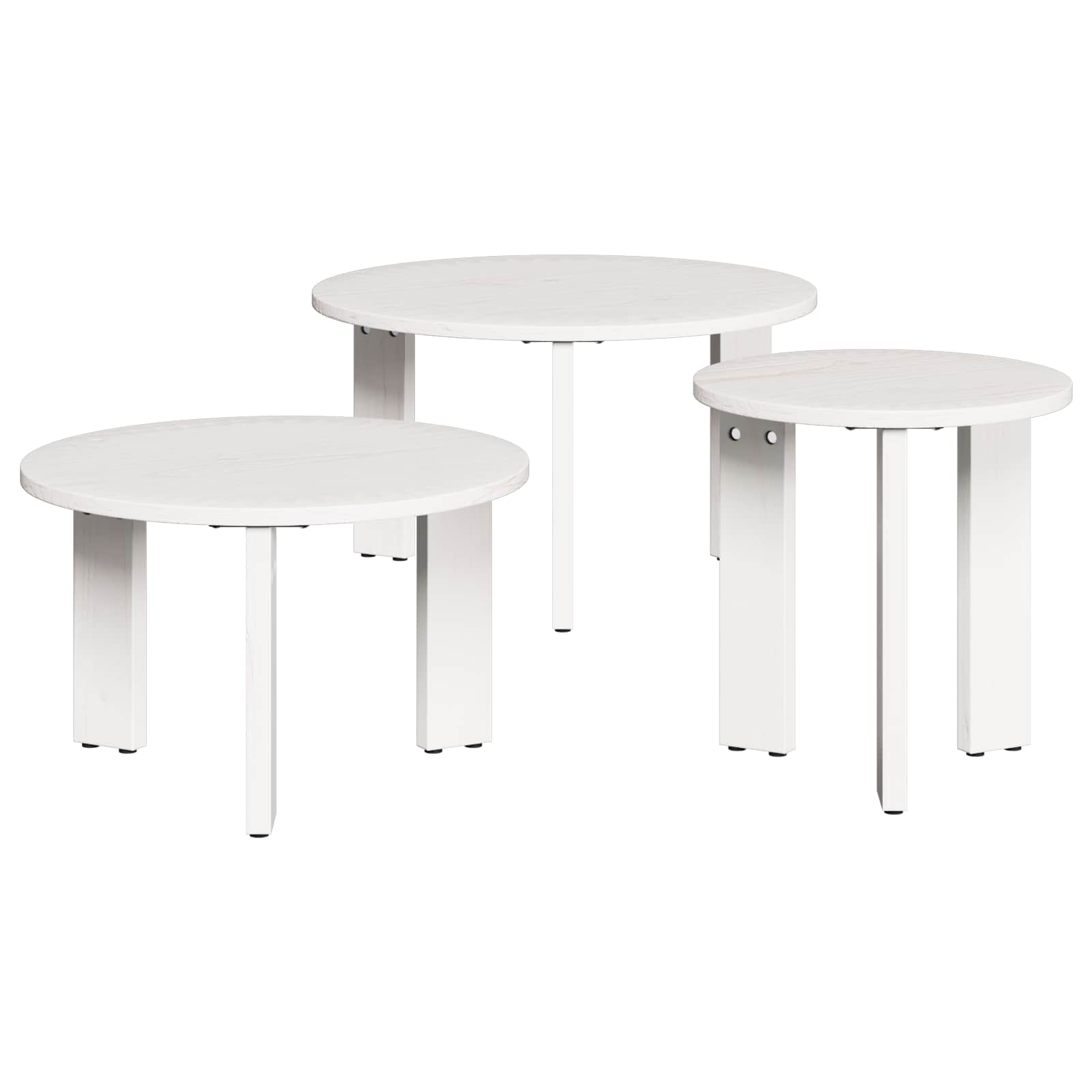 Kava Stol 3 pcs Bijelo Masivna borovina