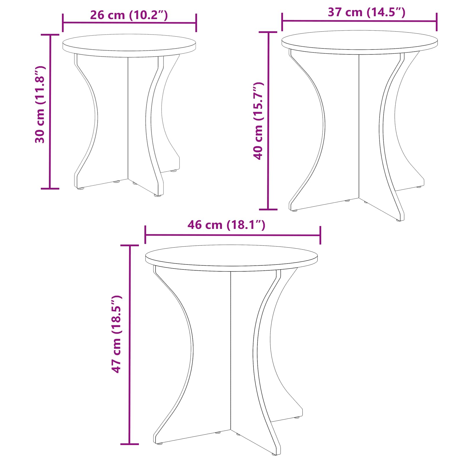 Kava Stol 3 pcs Bijelo