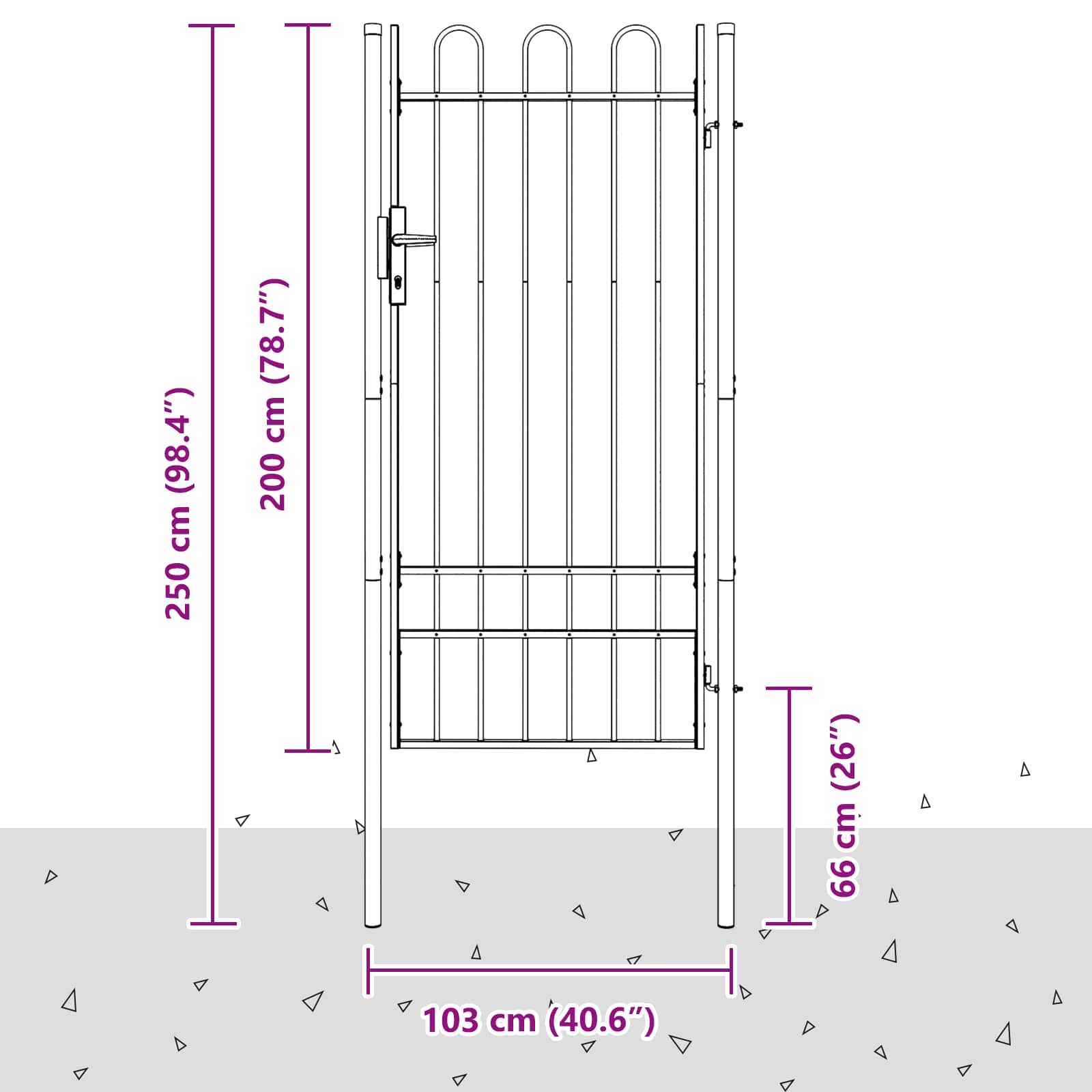 Ogradna vrata BOXTEL 103 x 250 cm Čelik s prahom premazan Siva