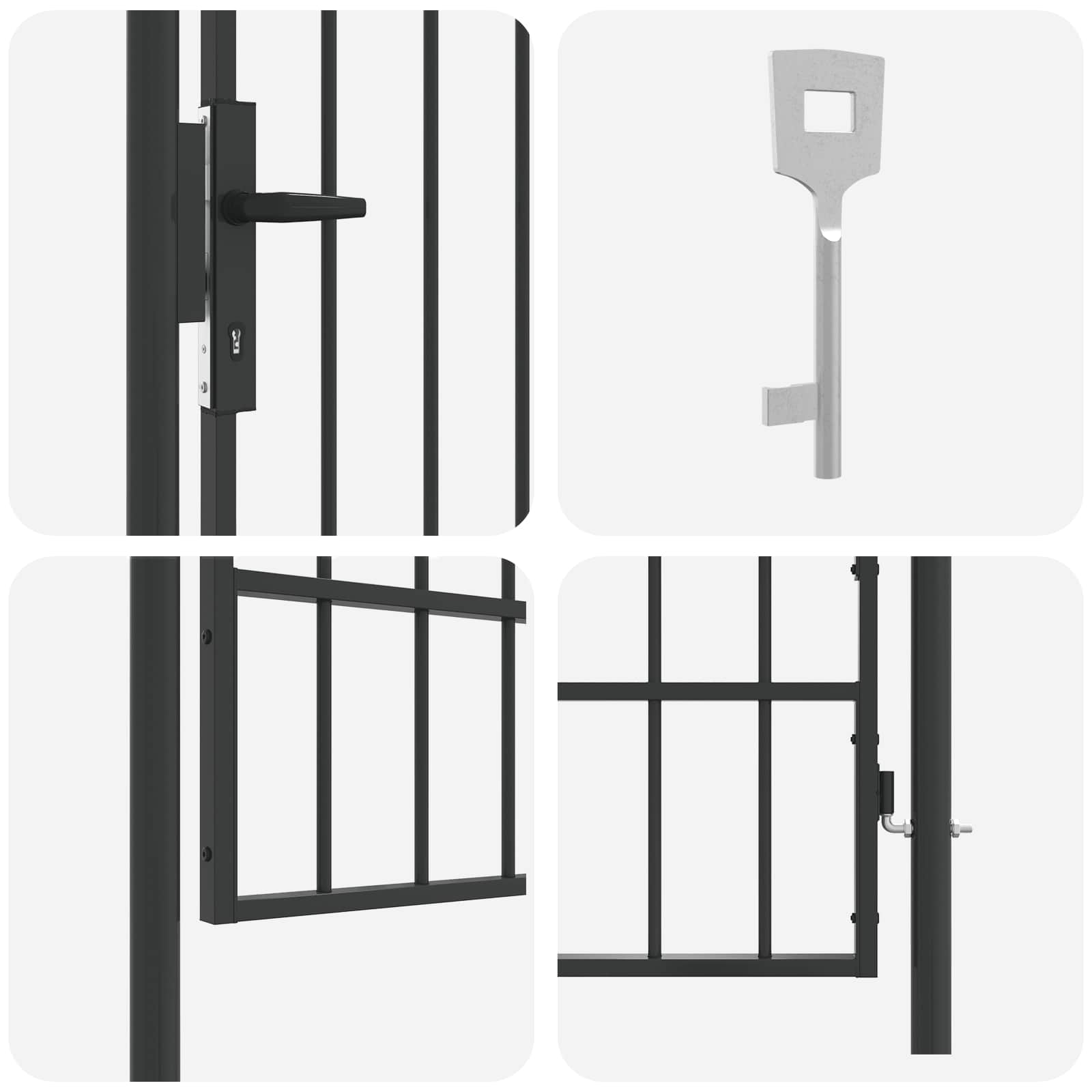 Ogradna vrata BOXTEL 103 x 250 cm Čelik s prahom premazan Siva
