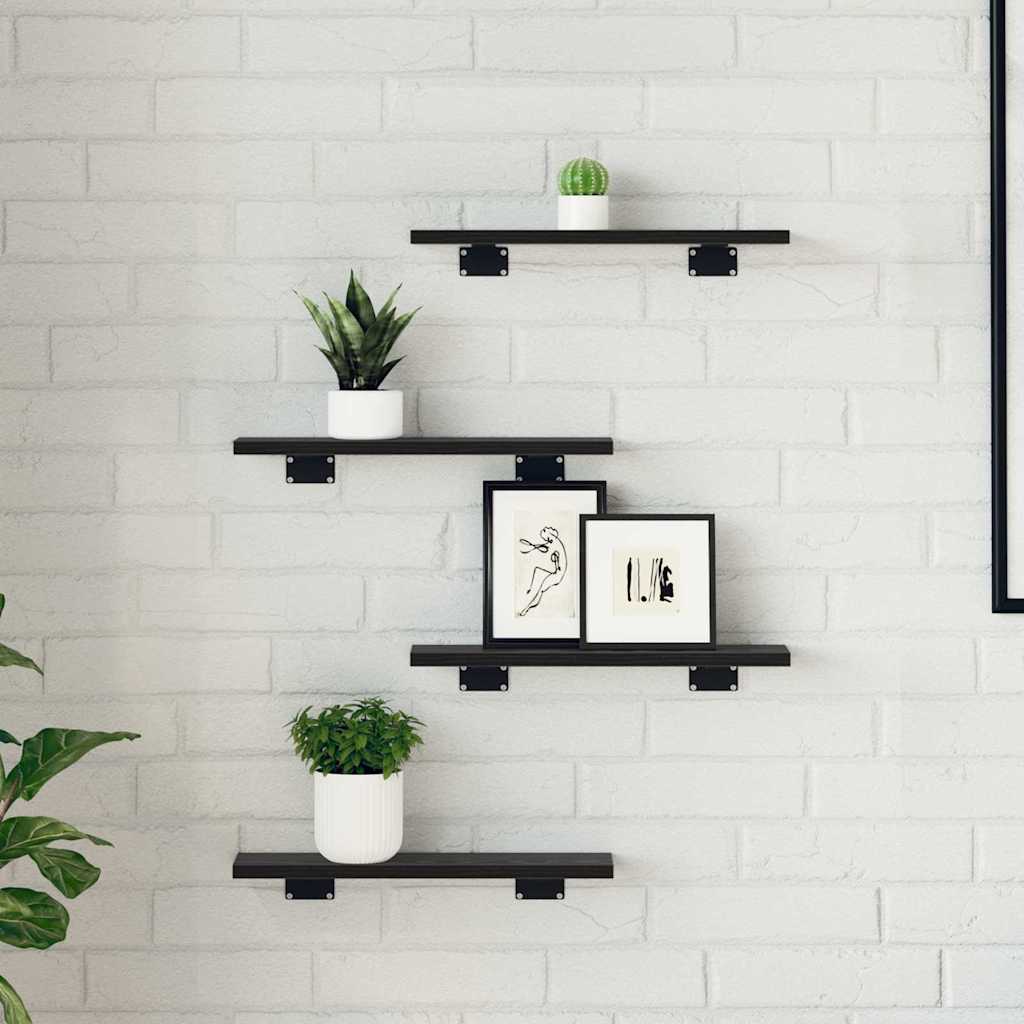 Police za knjige 4 pcs Crna 40 x 10 x 1,5 cm Konstruirano drvo