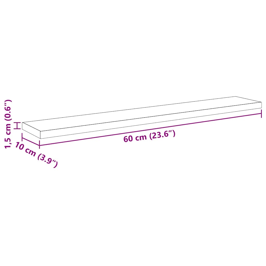 Police za knjige 4 pcs Crna 60 x 10 x 1,5 cm Konstruirano drvo