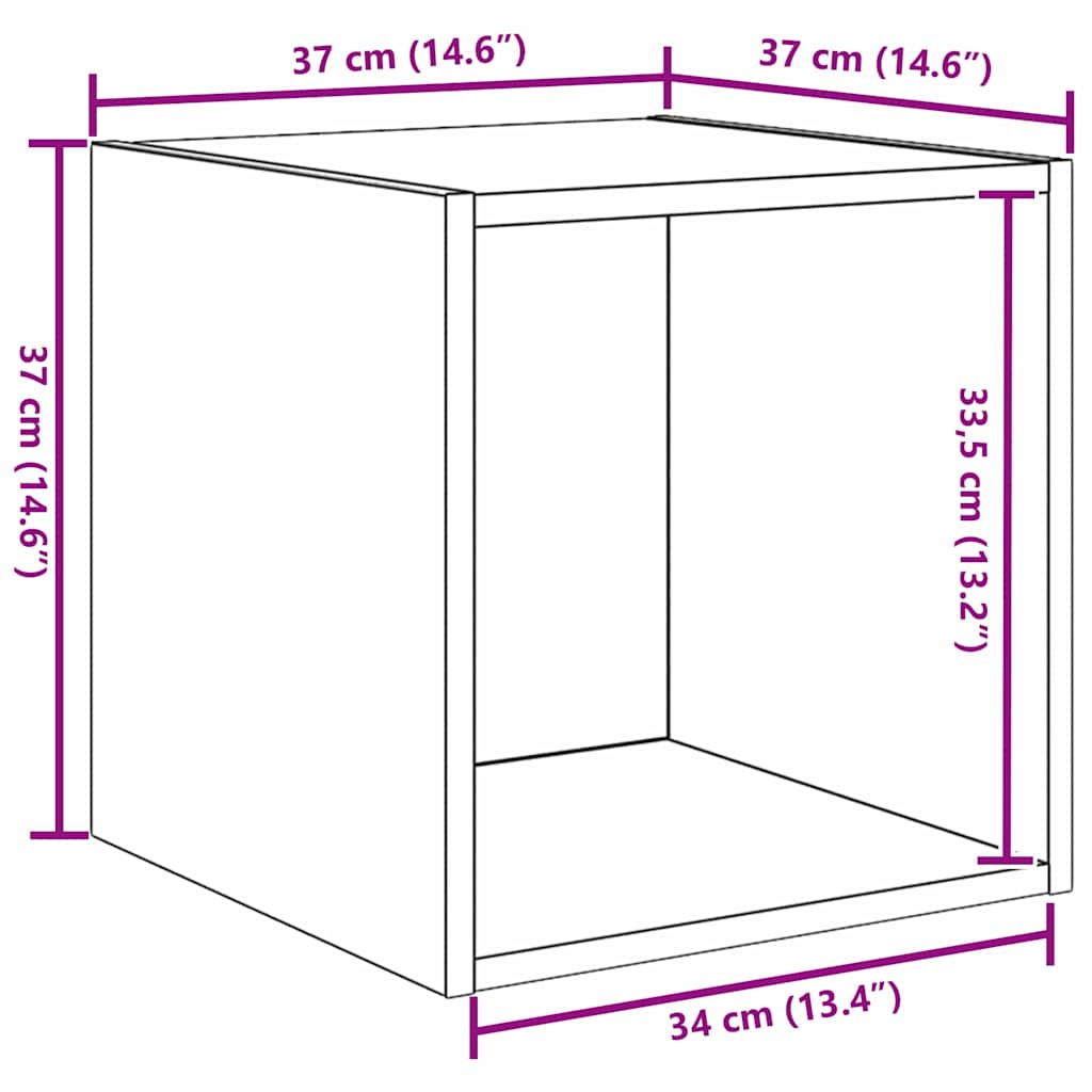 Ormar za Zid 2 pcs Crni hrast 37 x 37 x 37 cm Konstruirano drvo