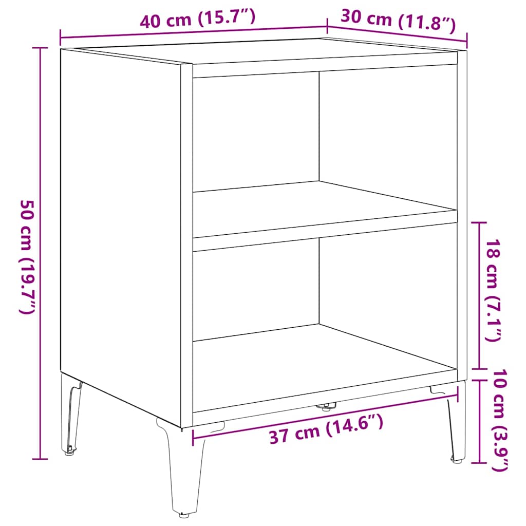 Noćni ormar 2 pcs Umjetnički hrast 40 x 30 x 50 cm