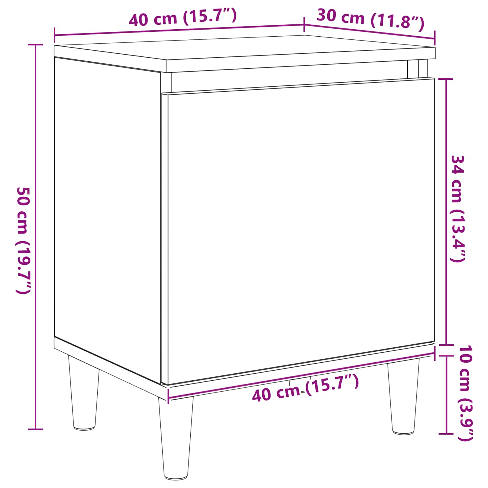 Noćni ormar Crni hrast 40 x 30 x 50 cm Konstruirano drvo