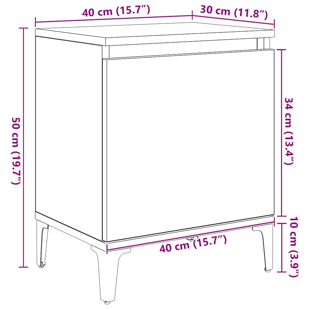 Noćni ormar Staro drvo 40 x 30 x 50 cm Konstruirano drvo