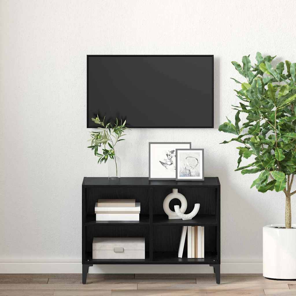 Set TV komoda Zidne Crna Konstrukcijsko drvo
