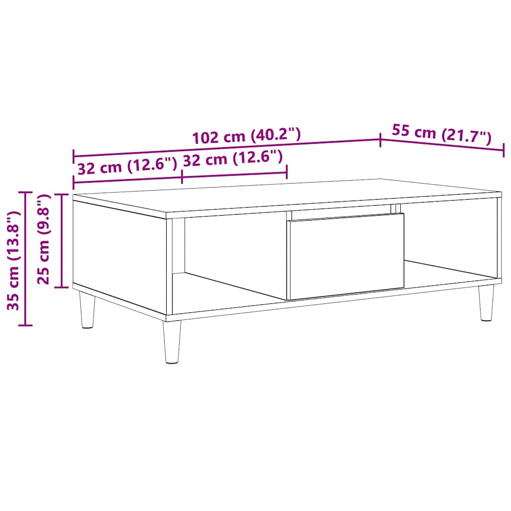 Kava Stol Staro drvo 102 x 55 x 35 cm Konstruirano drvo