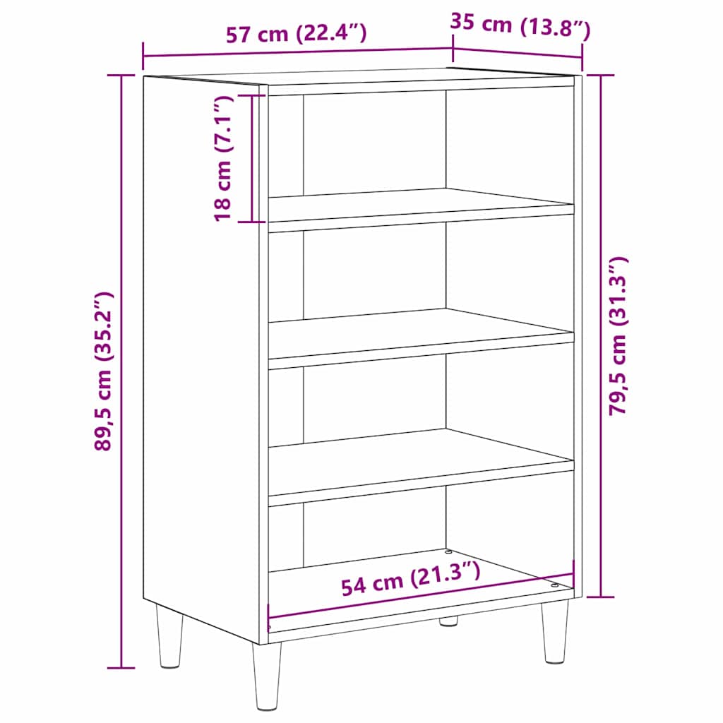 Kreveta Umjetnički hrast 57 x 35 x 89.5 cm Konstruirano drvo