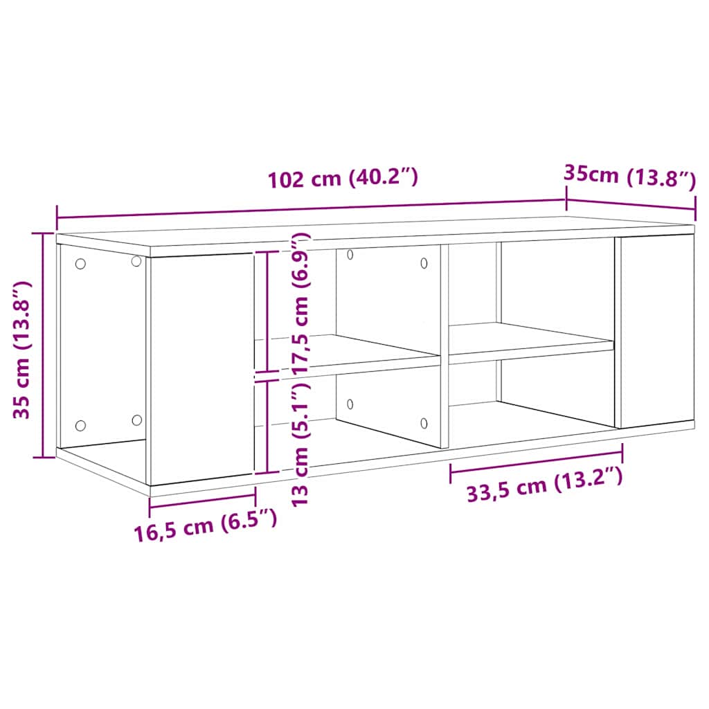 Set TV komoda Crni hrast 102 x 35 x 35 cm Konstruirano drvo