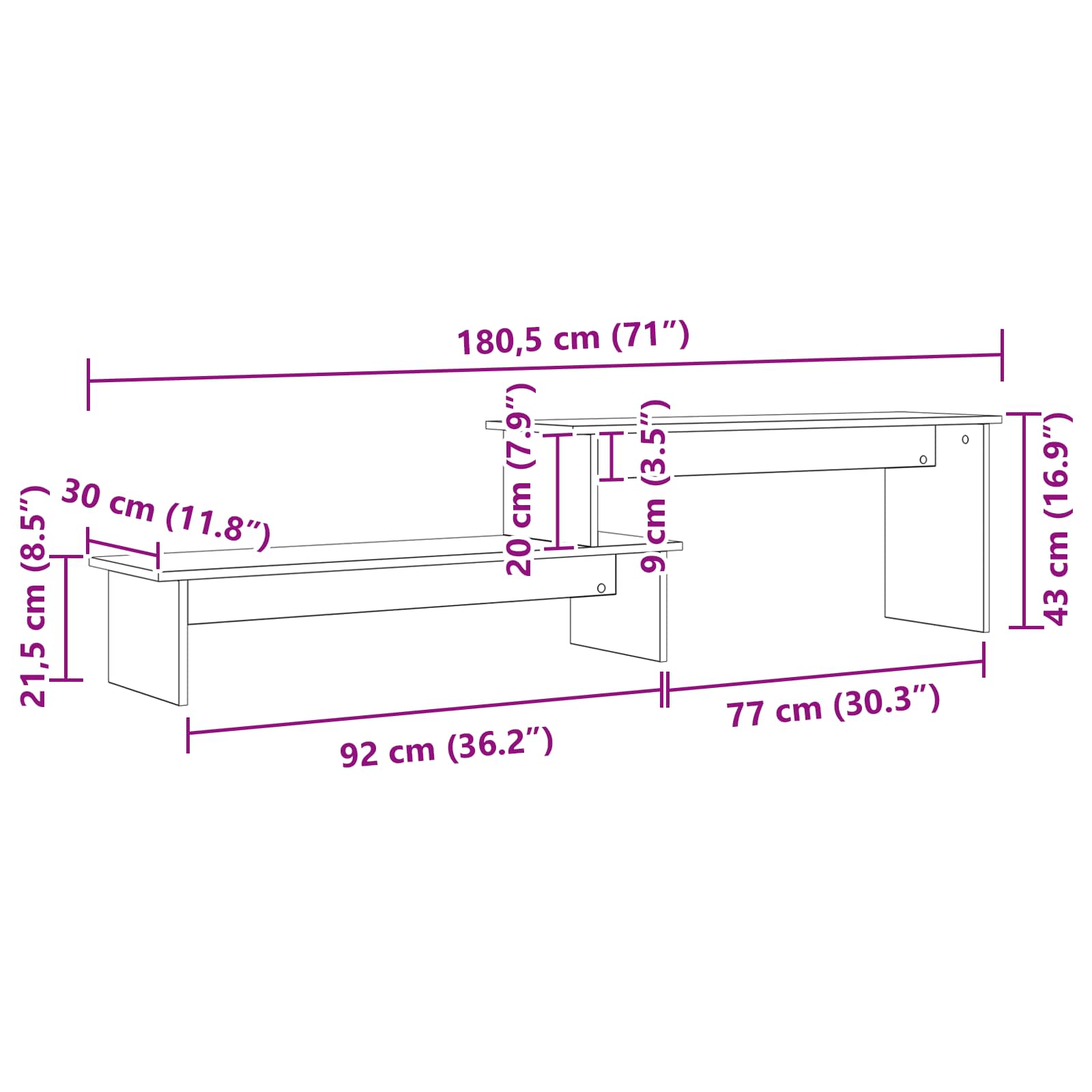 Set TV komoda Staro drvo 180 x 30 x 43 cm Konstruirano drvo