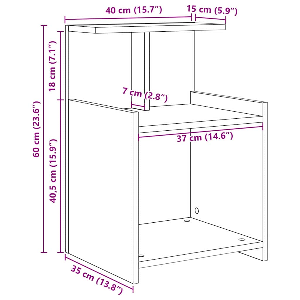 Noćni ormar Staro drvo 40 x 35 x 60 cm Konstruirano drvo