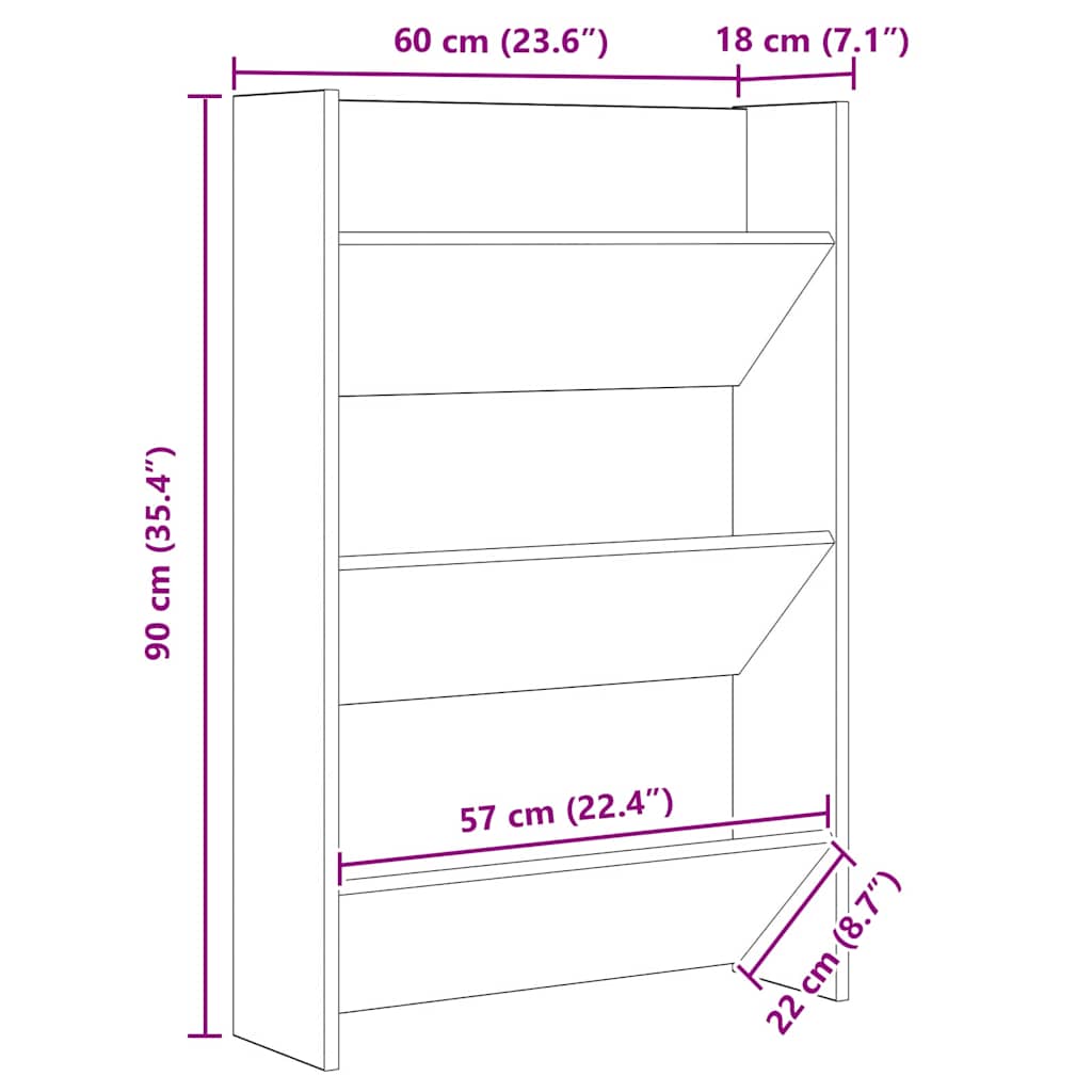 Ormar za cipele s policom 2 pcs Crni hrast 60 x 18 x 90 cm