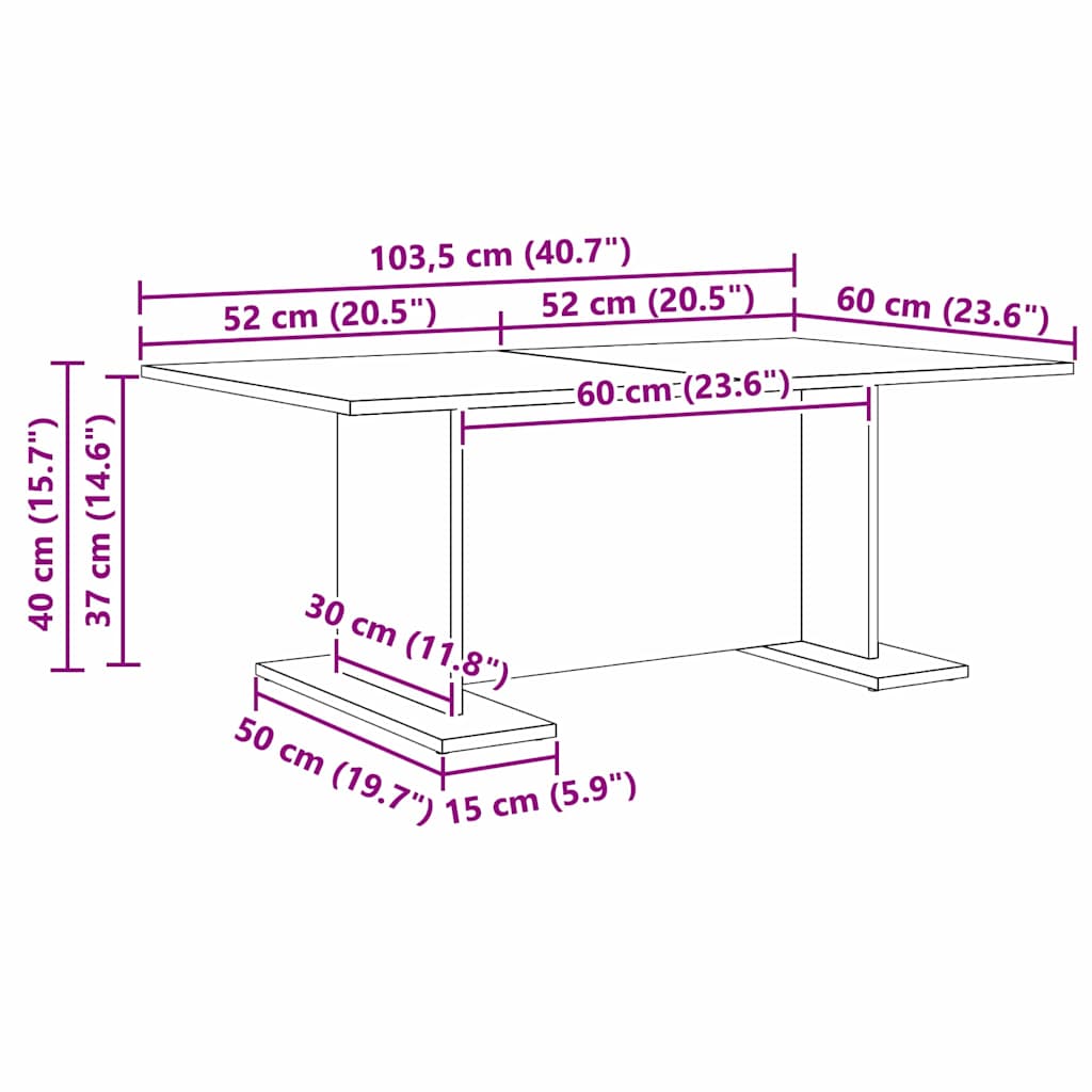 Kava Stol Staro drvo 103.5 x 60 x 40 cm Konstruirano drvo