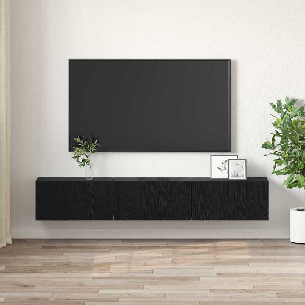 Set TV komoda 3 pcs Crna 60 x 30 x 30 cm Konstruirano drvo