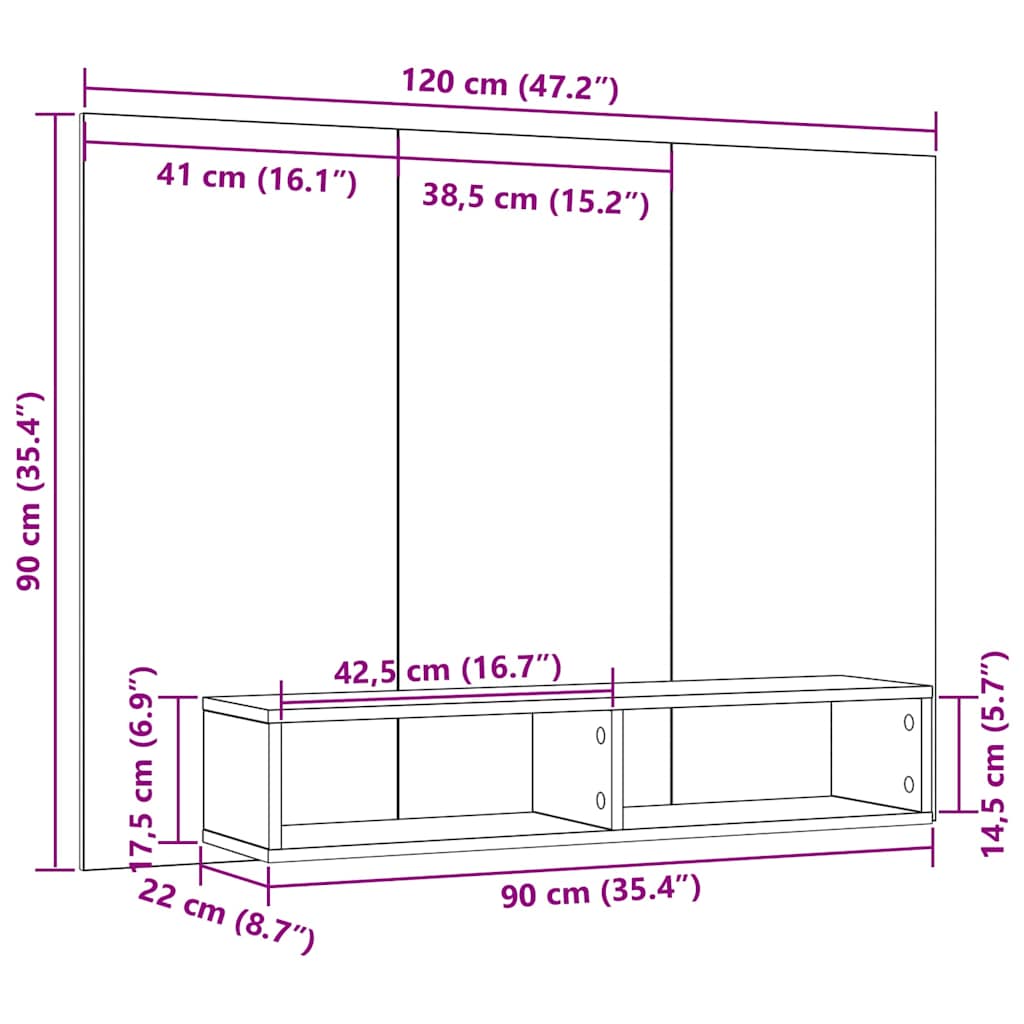 Set TV komoda Staro drvo 120 x 23,5 x 90 cm Konstruirano drvo