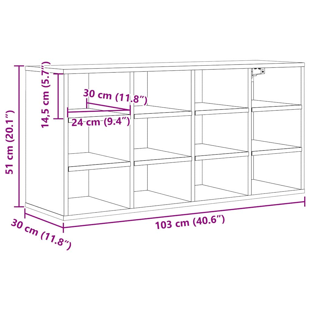 Ormar za cipele Staro drvo 103 x 30 x 51 cm Konstruirano drvo