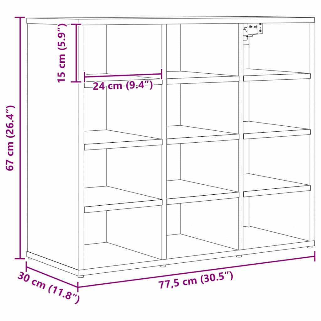 Ormar za cipele s policom Umjetnički hrast 77,5 x 30 x 67 cm