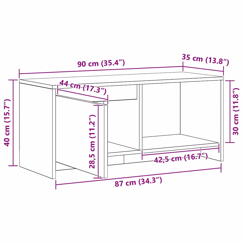 Set TV komoda Crni hrast 90 x 35 x 40 cm Konstruirano drvo