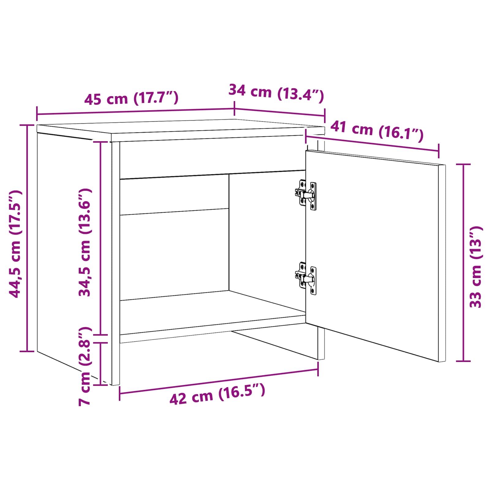 Noćni ormar Crni hrast 45 x 34 x 44,5 cm Konstruirano drvo