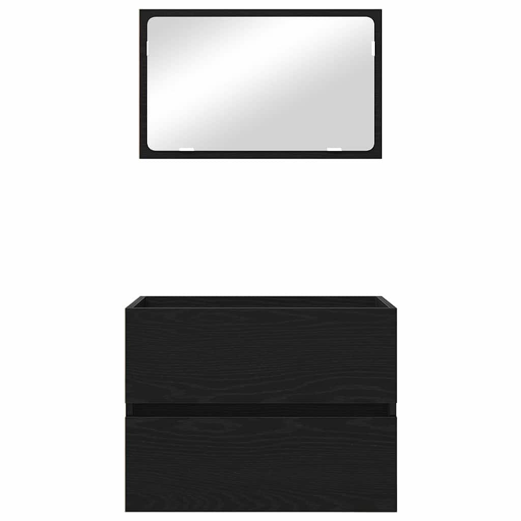 Set namještaja za kupaonicu s ladicama Zidne 2 pcs Crni hrast