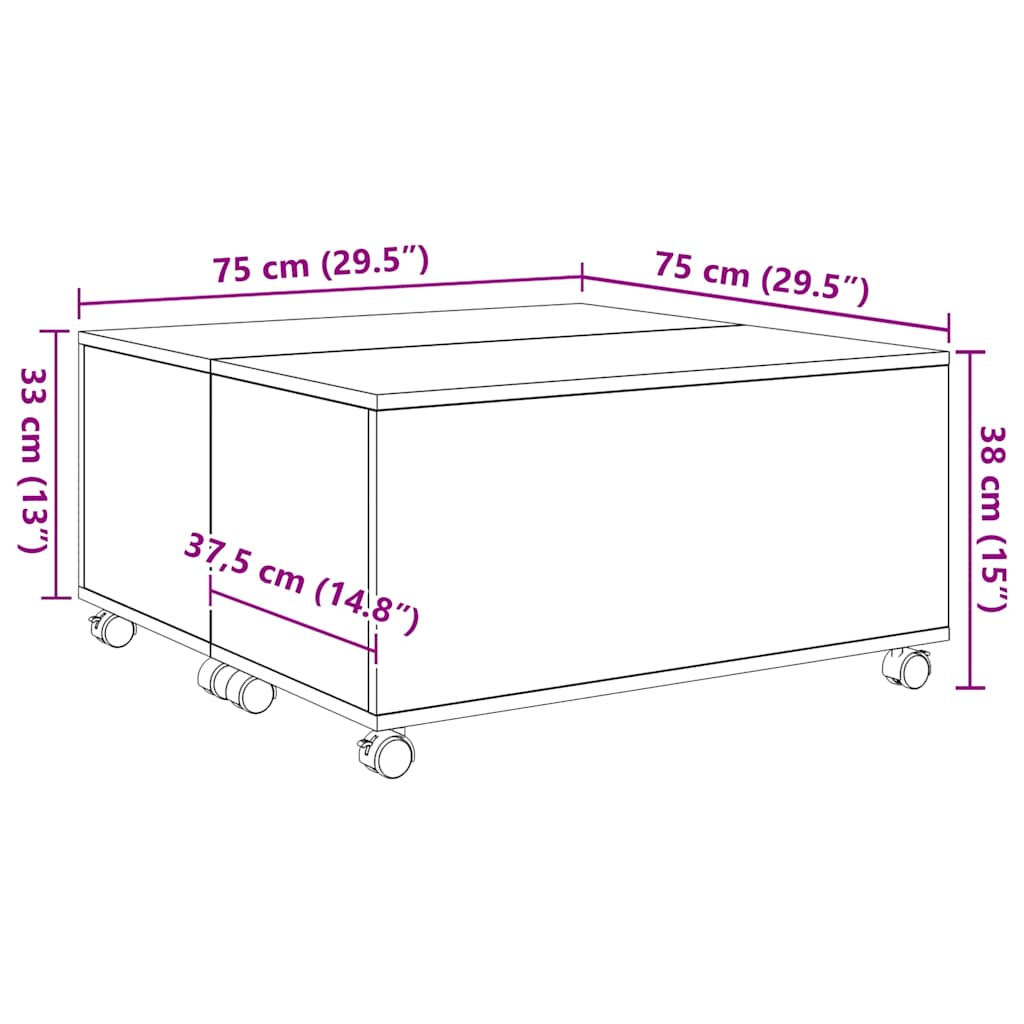 Kava Stol Staro drvo 75 x 75 x 38 cm Konstruirano drvo