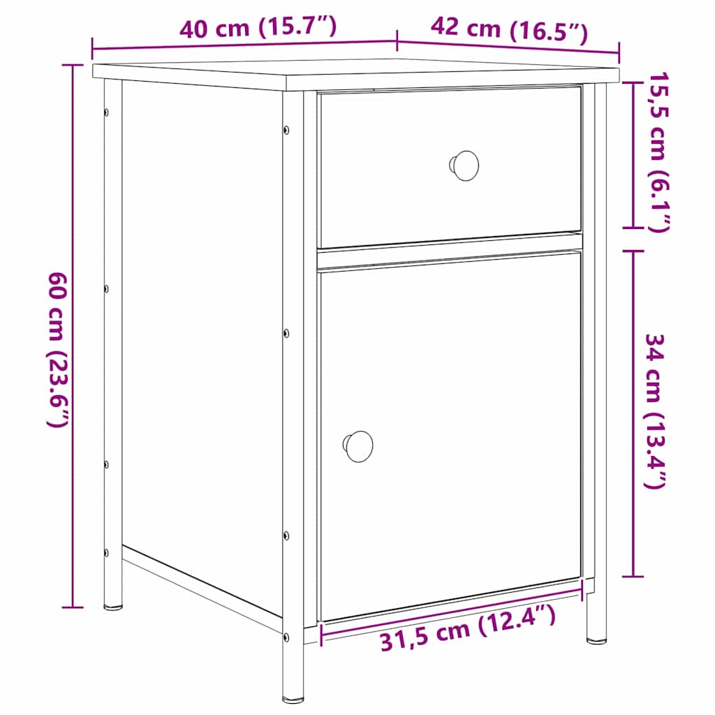 Noćni ormar 2 pcs Staro drvo 40 x 42 x 60 cm Konstruirano drvo