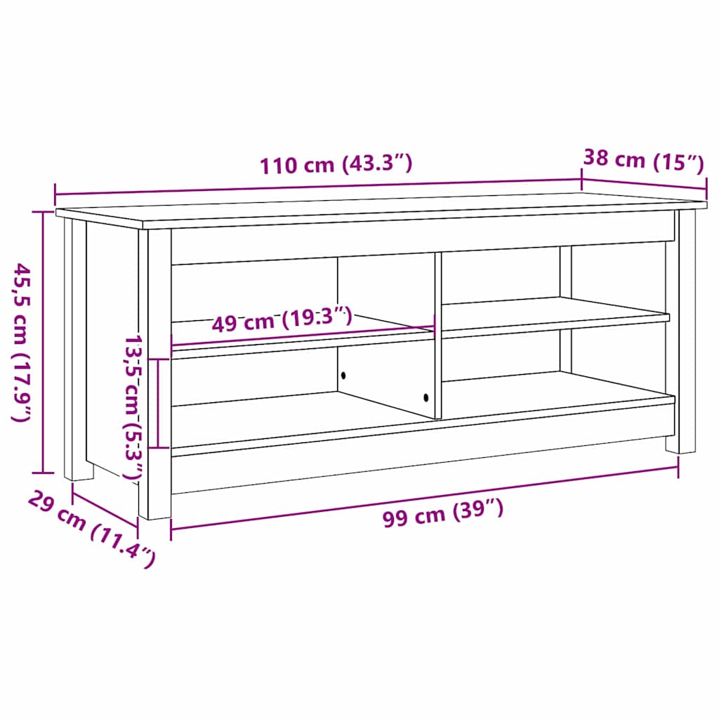 Klupa za pohranu s policom Vosak smeđa 110 x 38 x 45,5 cm