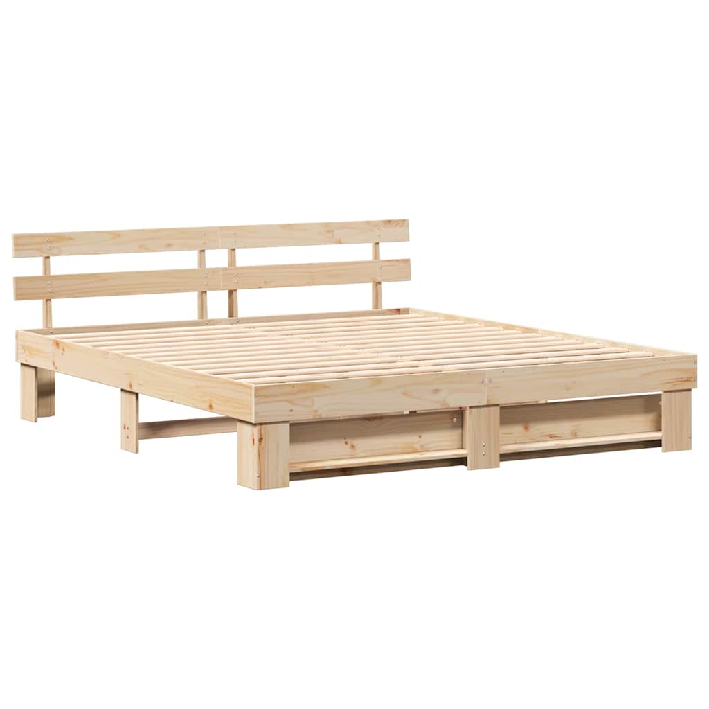 Krevetna konstrukcija Smeđa 200 x 200 cm Čvrsto borovo drvo