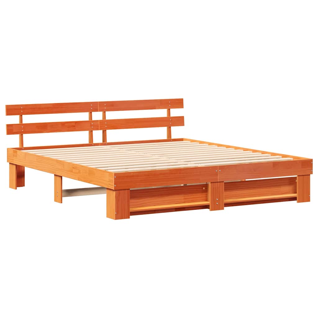 Krevetna konstrukcija Smeđa 200 x 200 cm Čvrsto borovo drvo