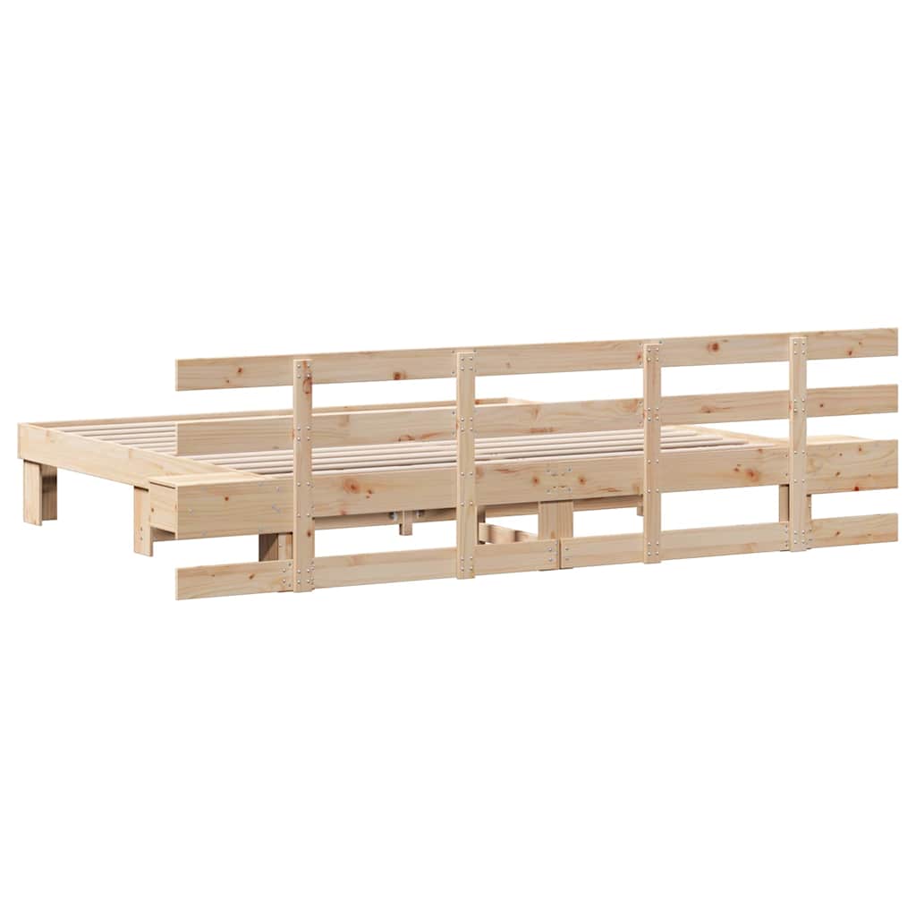 Krevetna konstrukcija Smeđa 200 x 200 cm Čvrsto borovo drvo