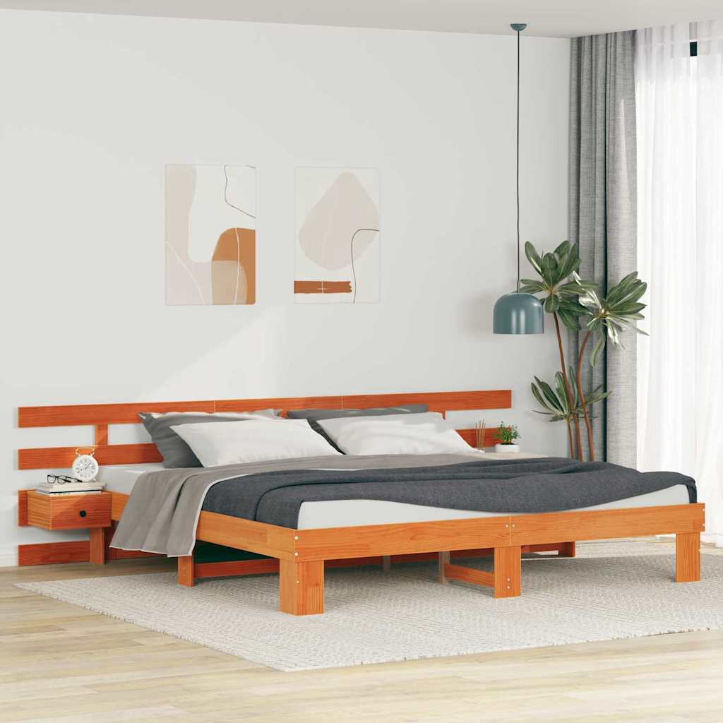 Krevetna konstrukcija Smeđa 200 x 200 cm Čvrsto borovo drvo