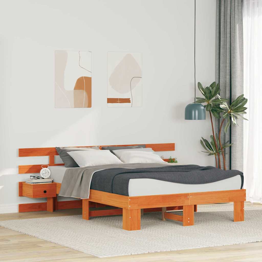 Krevetna konstrukcija Smeđa 140 x 190 cm Čvrsto borovo drvo