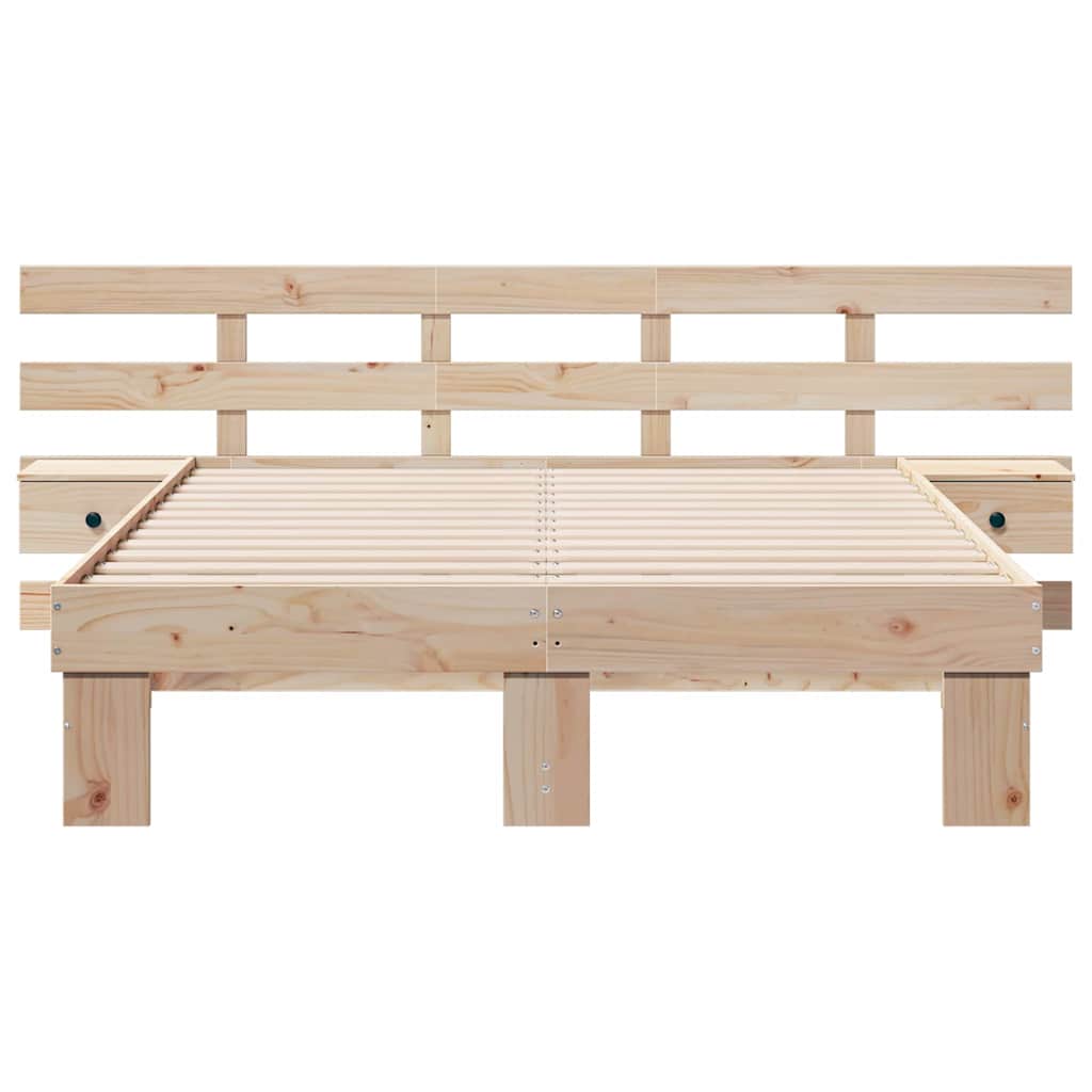 Krevetna konstrukcija Smeđa 135 x 190 cm Čvrsto borovo drvo