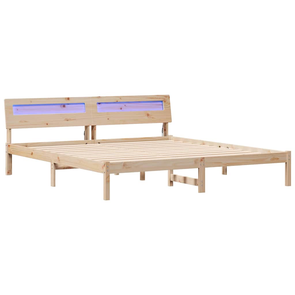 Krevetna konstrukcija Smeđa 200 x 200 cm Čvrsto borovo drvo