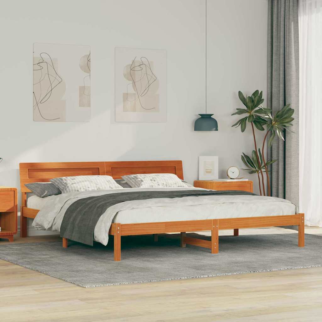 Krevetna konstrukcija Smeđa 200 x 200 cm Čvrsto borovo drvo