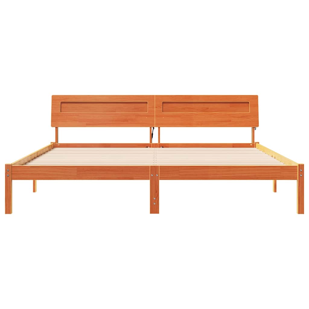 Krevetna konstrukcija Smeđa 200 x 200 cm Čvrsto borovo drvo
