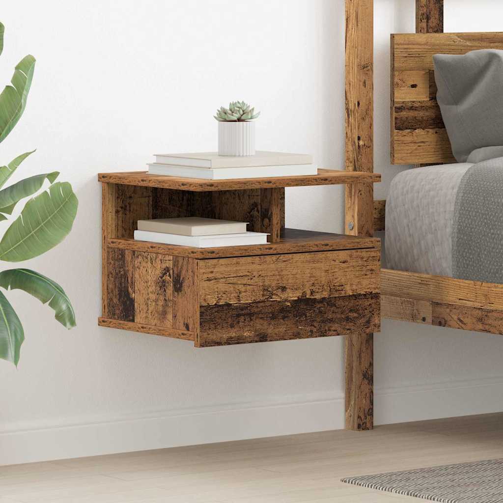 Lebdeća noćna ormarić Zidne 2 pcs Staro drvo 40 x 31 x 28 cm