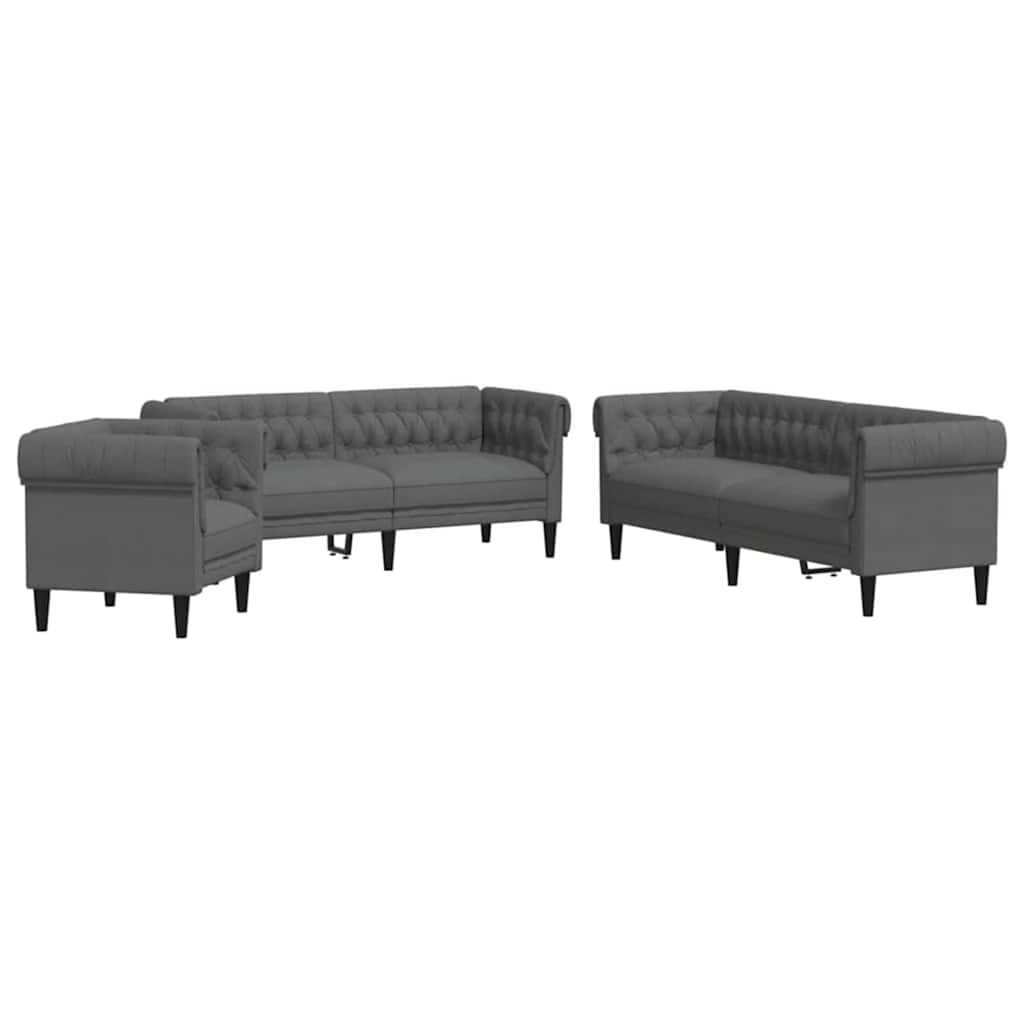 Kauč za dnevni boravak 3 pcs Tamno siva 201,5 x 74,5 x 74,5 cm