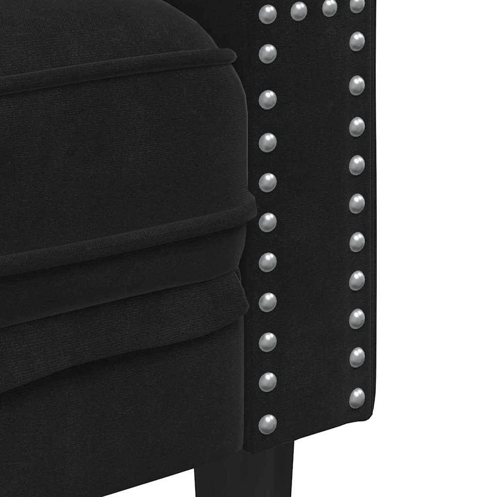 Kauč za dnevni boravak 2 pcs Crna 194 x 74,5 x 70,5 cm Baršun