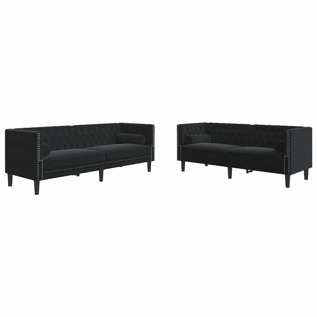 Kauč za dnevni boravak 2 pcs Crna 194 x 74,5 x 70,5 cm Baršun